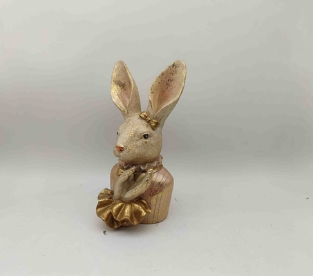 Charming bust of Hannillion rabbit. Gold, cream, red