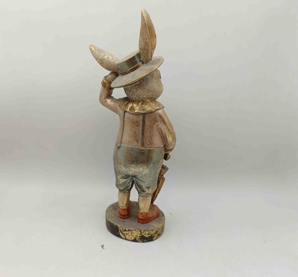 Polyresin Animal Figurines The Gentleman Rabbit in Light Gold Perfect for Strengthening Shelves and Tables 12*10*31cm