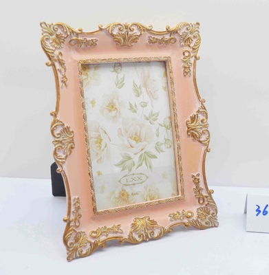 Antique Gold Resin Picture Frame – Artisanal Weathered Wall/Desktop Stand for Wedding retro home decor Photos