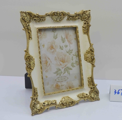 Antique Gold Resin Picture Frame – Artisanal Weathered Wall/Desktop Stand for Wedding retro home decor Photos