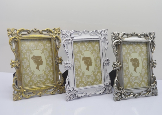 Resin Photo Frame for Tabletop Decor"– 4*6 Inch Vintage Gold Border Frame Wedding Photo Anniversary Frame Home Ins style