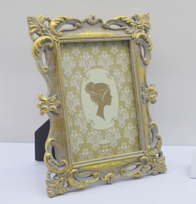 Resin Photo Frame for Tabletop Decor"– 4*6 Inch Vintage Gold Border Frame Wedding Photo Anniversary Frame Home Ins style