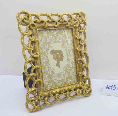 Resin Photo Frame Multi-Size Options" – 4×6/5×7/6×8 Inch Golden Embossed Frame, Vintage Decor Wholesale