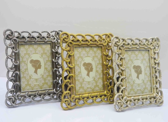 Resin Photo Frame Multi-Size Options" – 4×6/5×7/6×8 Inch Golden Embossed Frame, Vintage Decor Wholesale