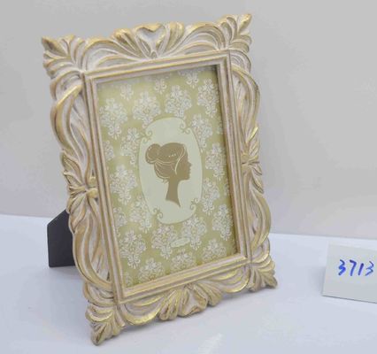 Antique Old Champagne Gold Polyresin Photo Frame Classic Baroque Crown Pattern