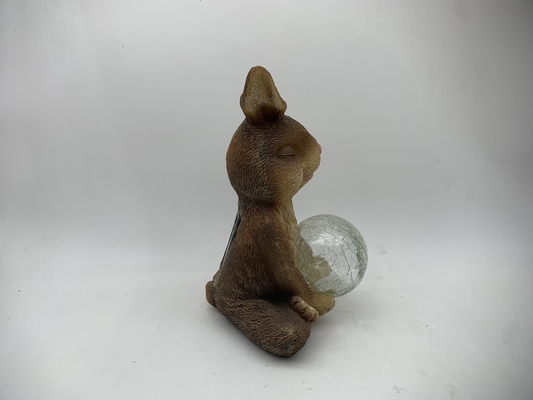Solar Powered Resin Rabbit Statue with 8-Hour LED Glow - Waterproof Handcrafted Garden Decor for Patio/Lawn