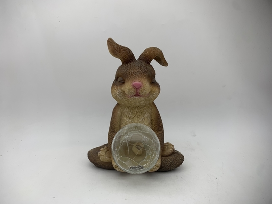 Solar Powered Resin Rabbit Statue with 8-Hour LED Glow - Waterproof Handcrafted Garden Decor for Patio/Lawn