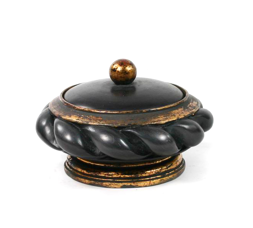 Glossy White Antique Resin Trinket Box With Lid Twist God Trimmed Storage Bowl