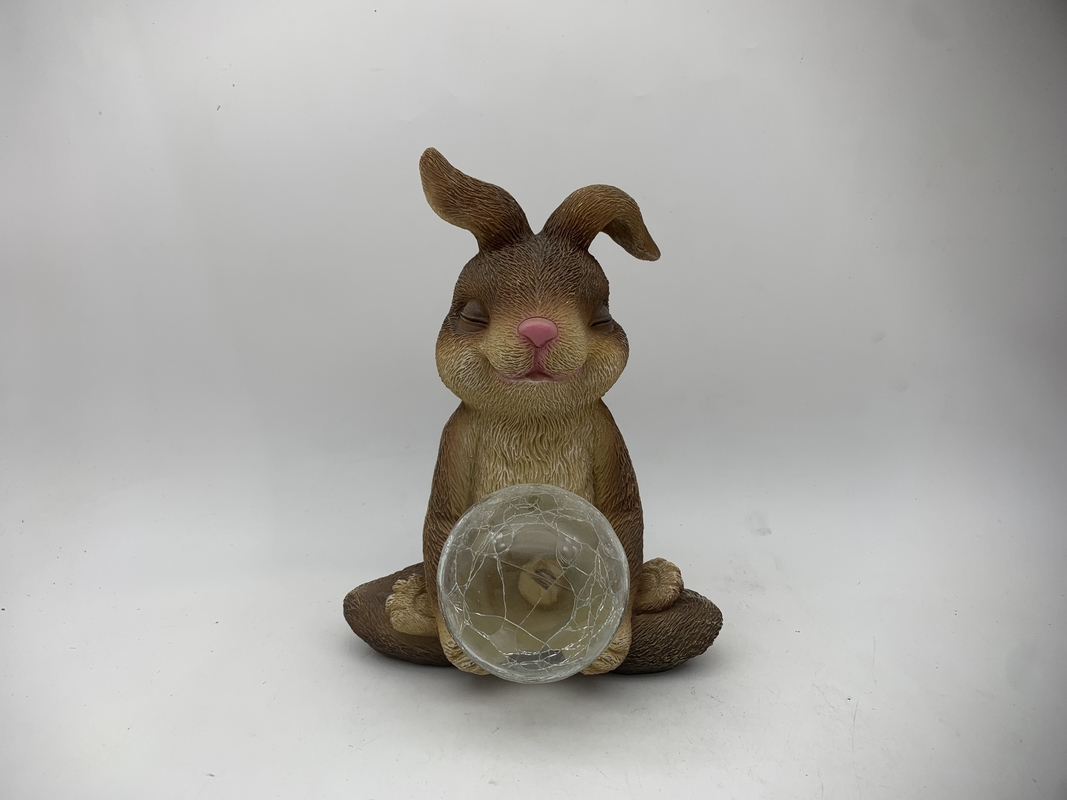 Solar Powered Resin Rabbit Statue with 8-Hour LED Glow - Waterproof Handcrafted Garden Decor for Patio/Lawn